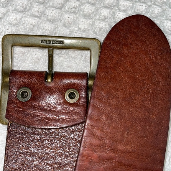 Women’s J Crew Boho Brown Italian Leather Belt, Square Solid Brass Buckle. M - Picture 10 of 12